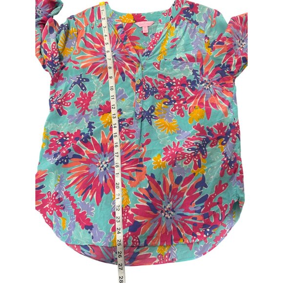 Lilly Pulitzer Womens Silk Elsa Top Trippin Sippin Long Sleeve Blouse Size M - Picture 6 of 8